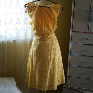 Yellow Sleeveless Eyelet dress